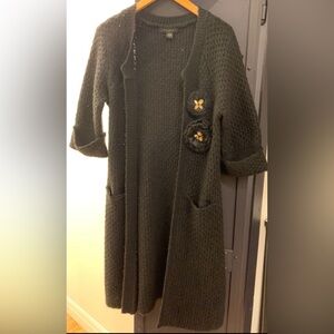 NOUGAT LONDON - Black mid length open Sweater. Size 2 (medium- easily fit large)